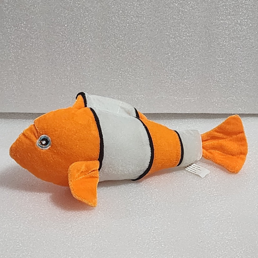 A.Mart Clownfish Fish Orange White Plush Sewn Eyes 12 Inch Stuffed Animal Toy